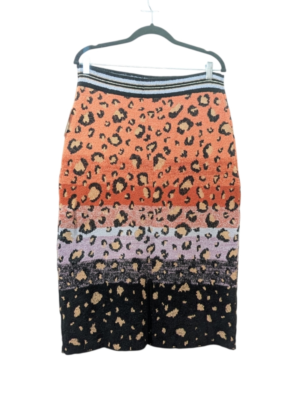 NWT Anthropologie Maeve Cheetah Orange, Black, Purple Sweater Knit Skirt Size XL - Picture 8 of 10